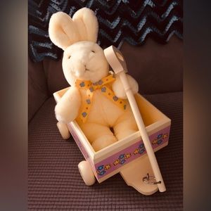 Wooden Wagon with Easter Bunny
